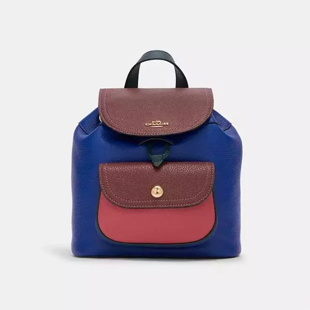 NWOT Coach Pennie Backpack 22” Colorblock Sport Blue Multi - Picture 1 of 13